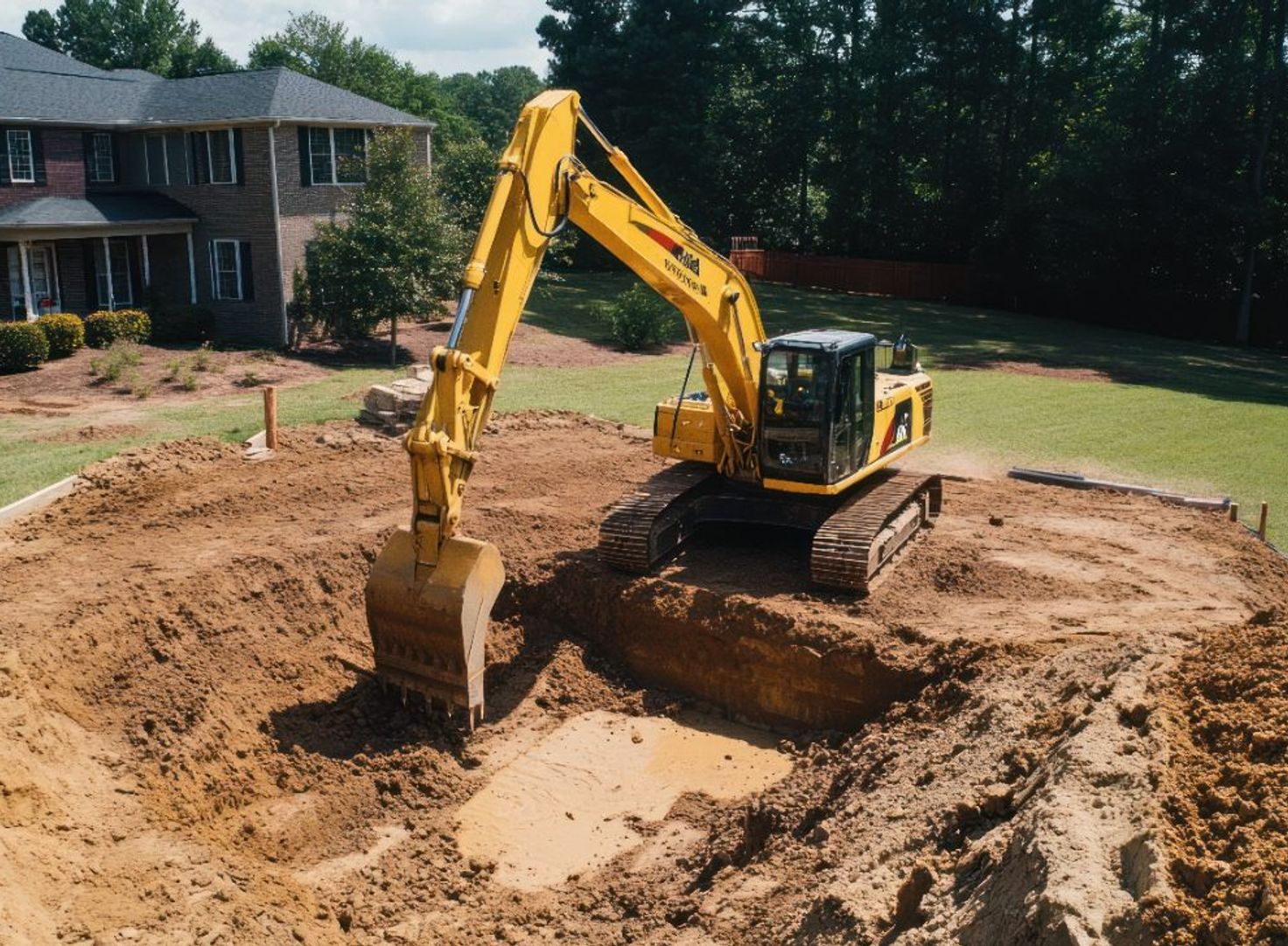 John Trombley Construction excavator digging a foundation
