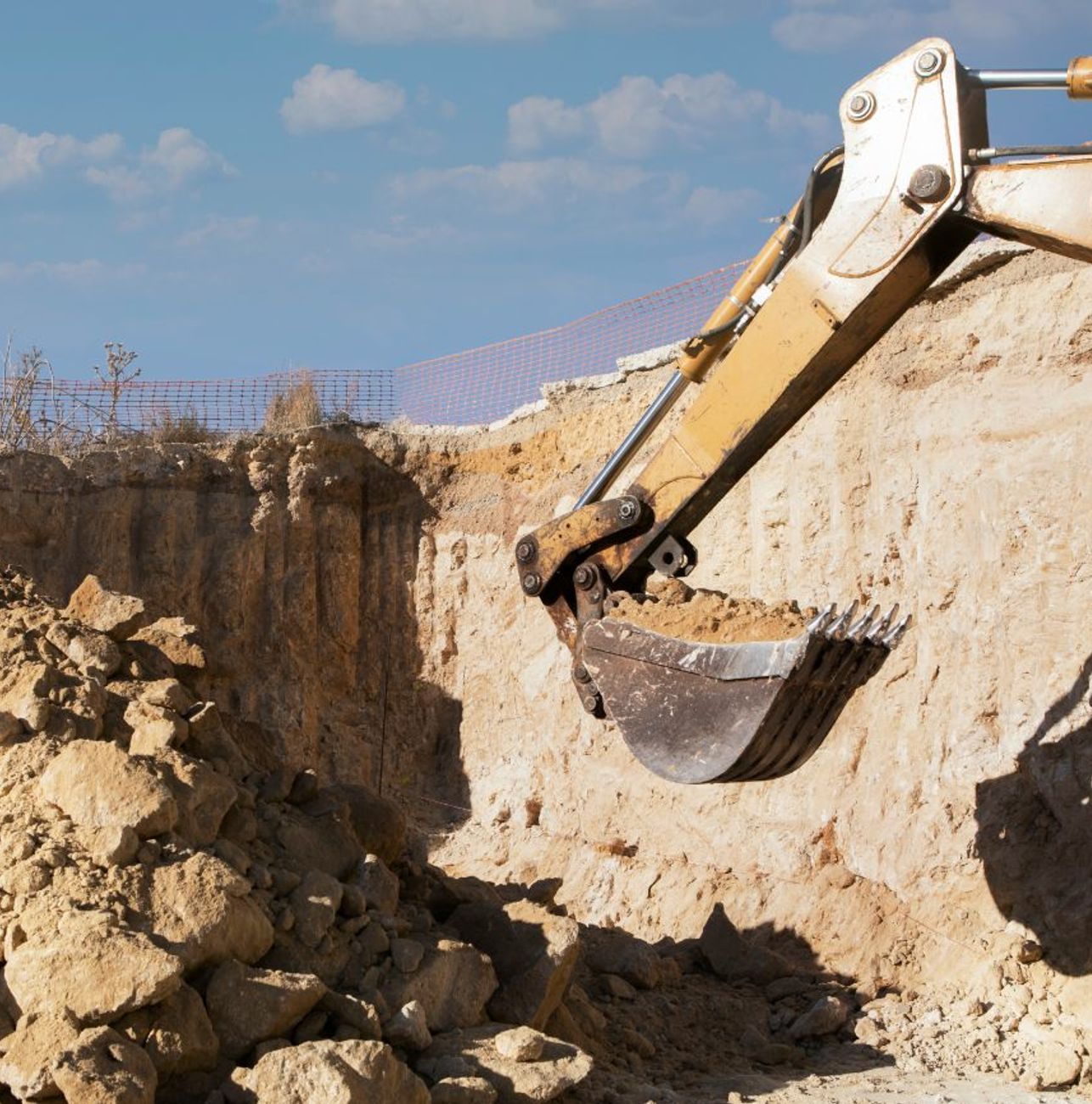 John Trombley Construction excavator on a job site in Castleton, VT